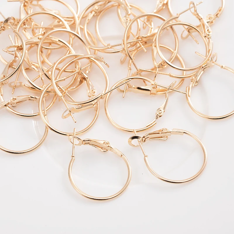 10-30Pcs Gold Plated Circle Round Hoop Loop Smooth Earrings Hooks Earring Findings for Diy Jewelry Making Accessories Supplies