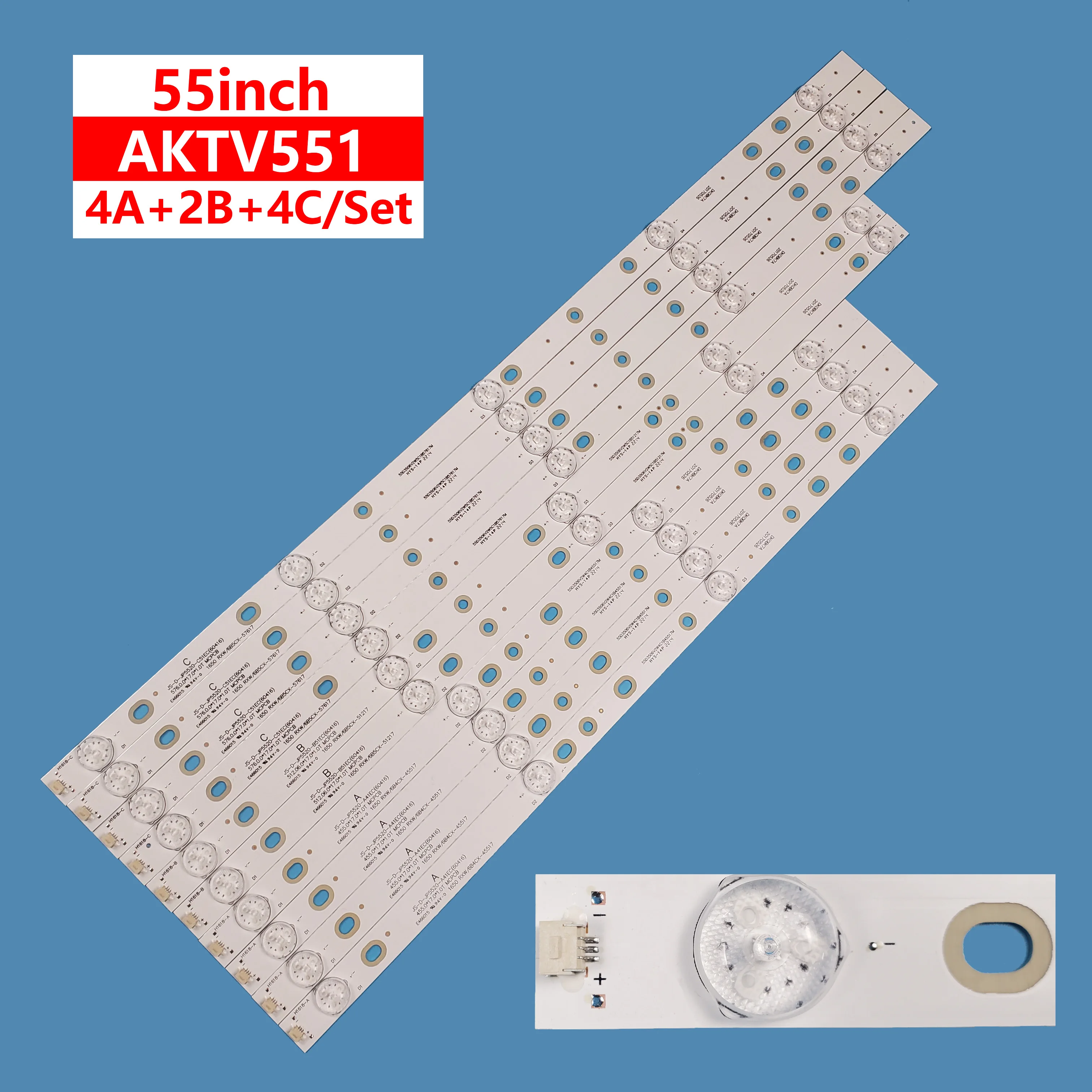 

10Pcs/set Smart TV LED Backlight Bar Strip JS-D-JP5520-A41EC B51EC C51EC (60416) for ROWA 55inch AKTV551 Accessories Repair