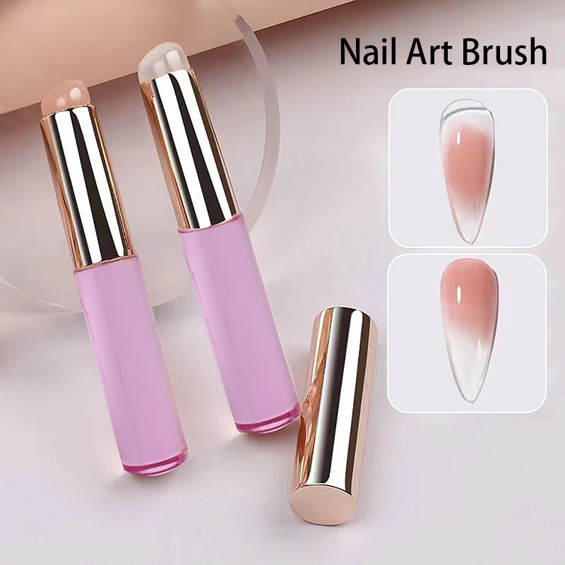 Nail Art Silicone Brush Reusable Universal Mirror Powder Pigment Applying Manicure Tool Easy To Use Silicone Nail Brushes Tool