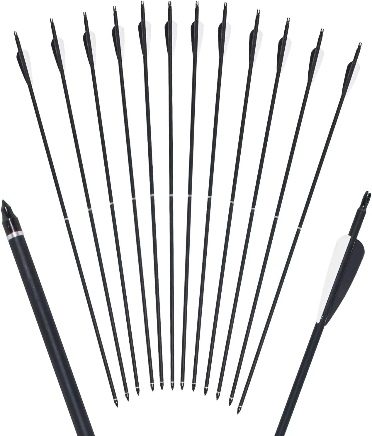 31 Zoll Carbon Pfeil kombinierbarer tragbarer Pfeil üben Jagd pfeile für Compound & Recurve Bogen (12er Pack)