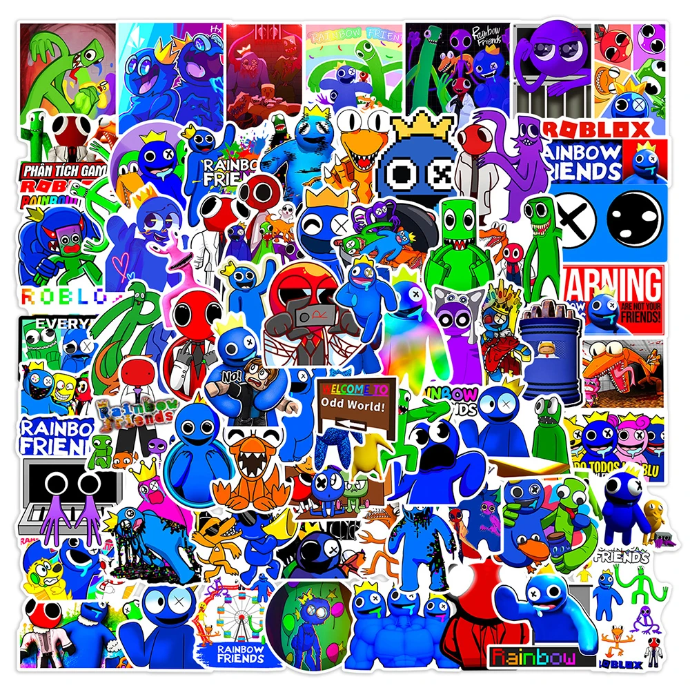 

10/30/50/100pcs Horror Game Rainbow Friends Cartoon Stickers Graffiti Decal DIY Motorcycle Phone Luggage Sticker Fun for Kid Toy