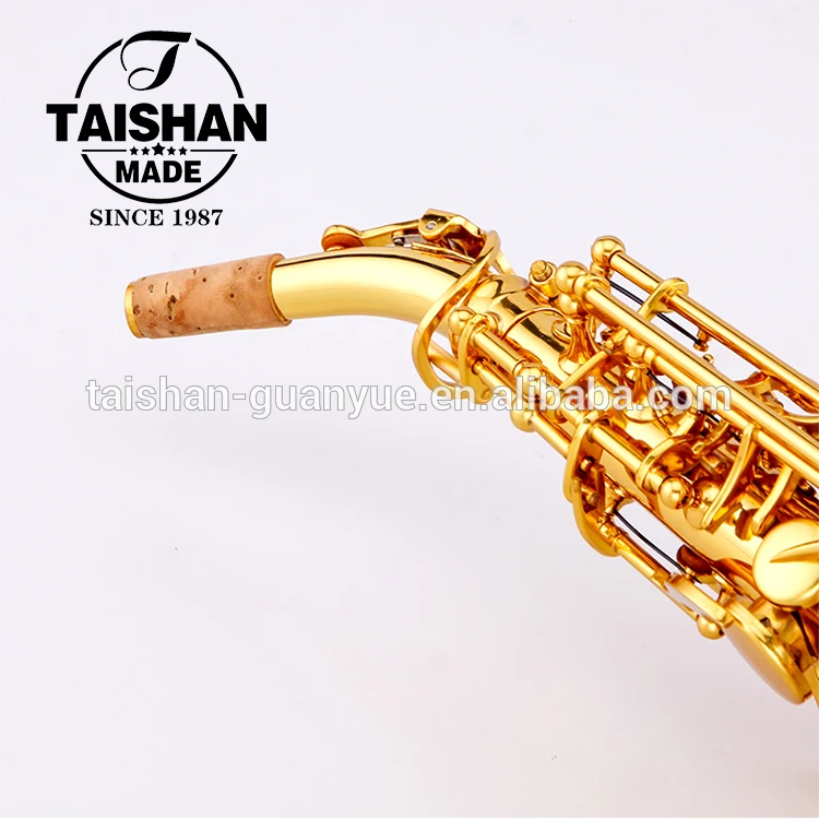 Curved Soprano Saxophone BB Tone Gold Lacquer Brass Body PMMA Mouthpiece Professional Model TSSS-656 Woodwind Instrument