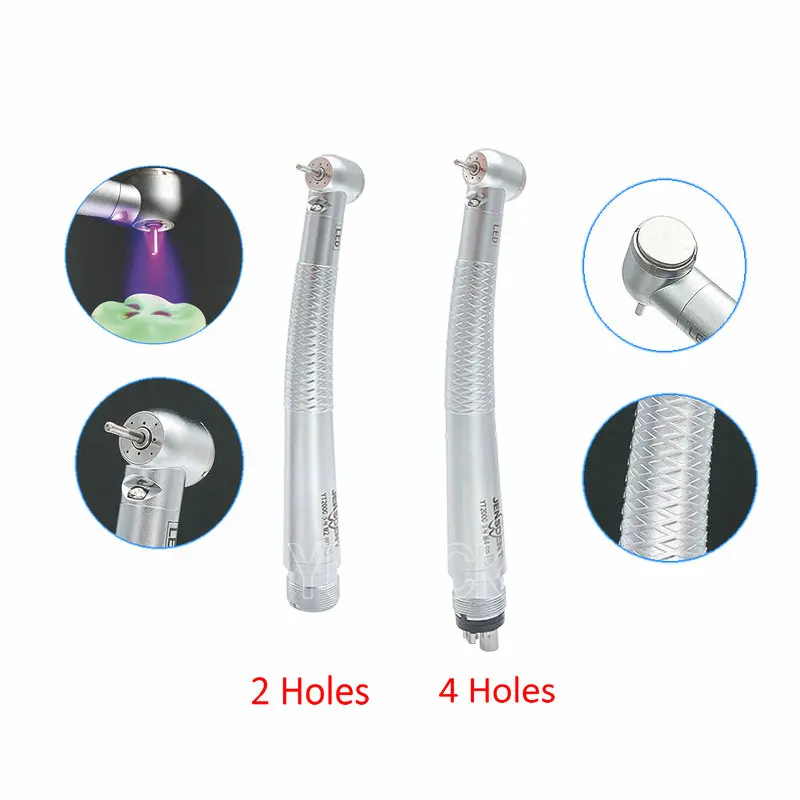 

New Dental Caries Detection Handpiece with Led Push Button High Speed Hand Piece 2/4 Holes Dentist Tool