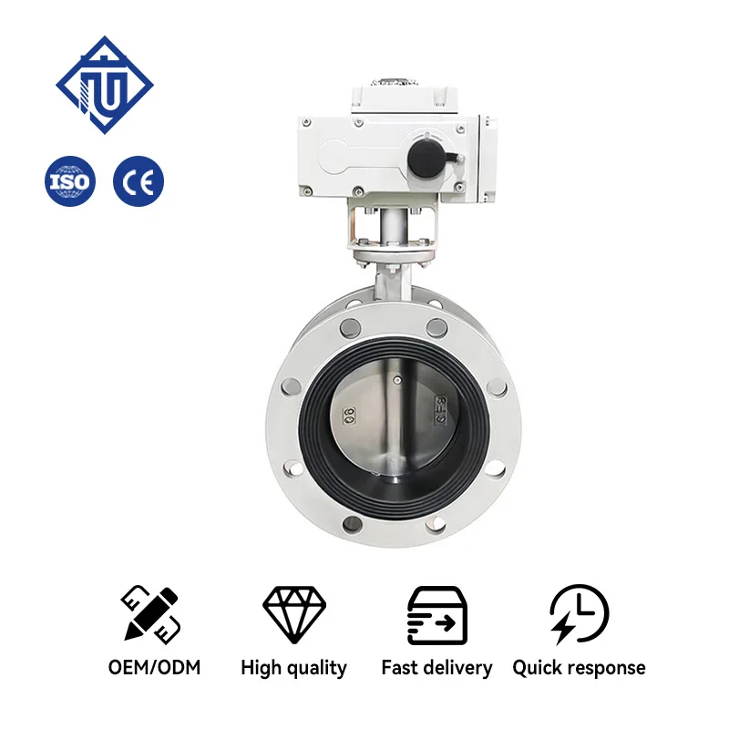 Wanjiree SS304 SS316 4in-16in Class 150 Electric Soft-sealed Flanged Butterfly Valve 1 Year Warranty