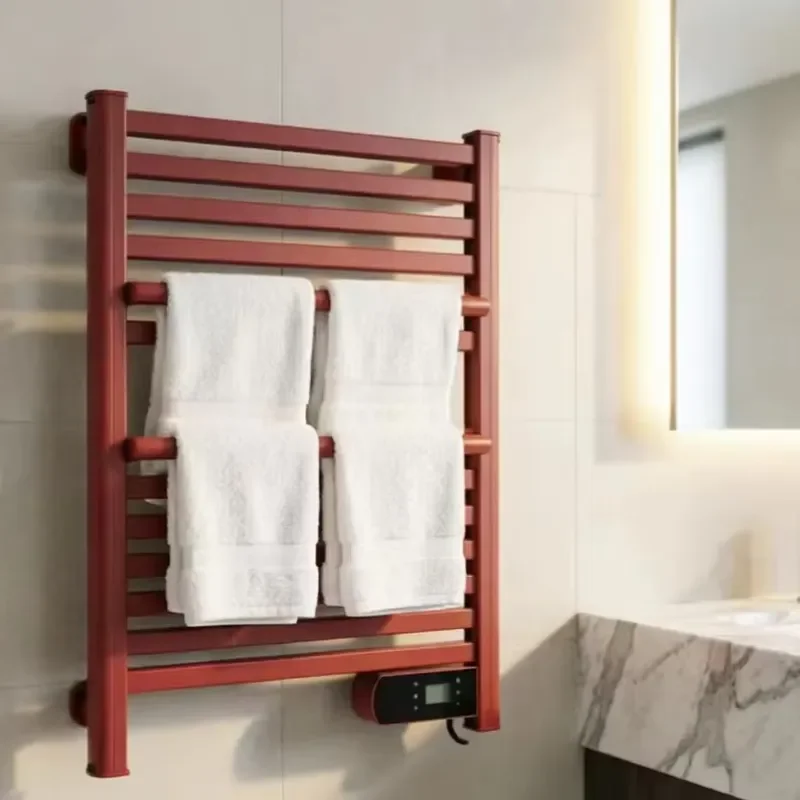 Fixed Heated Towel Rack with Smart Timer 4 Bars Wall Mounted Modern Design