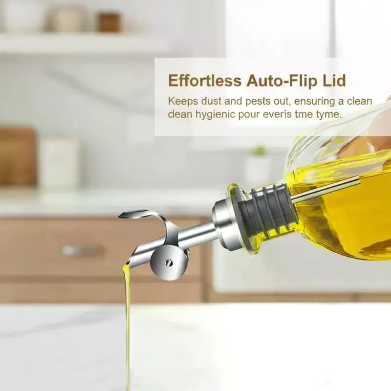 Stainless Steel Bottle Stopper Pourer With Funnel Stainless Steel Oil Bottle Stopper Leakproof Olive Oil Dispenser Cooking Tools