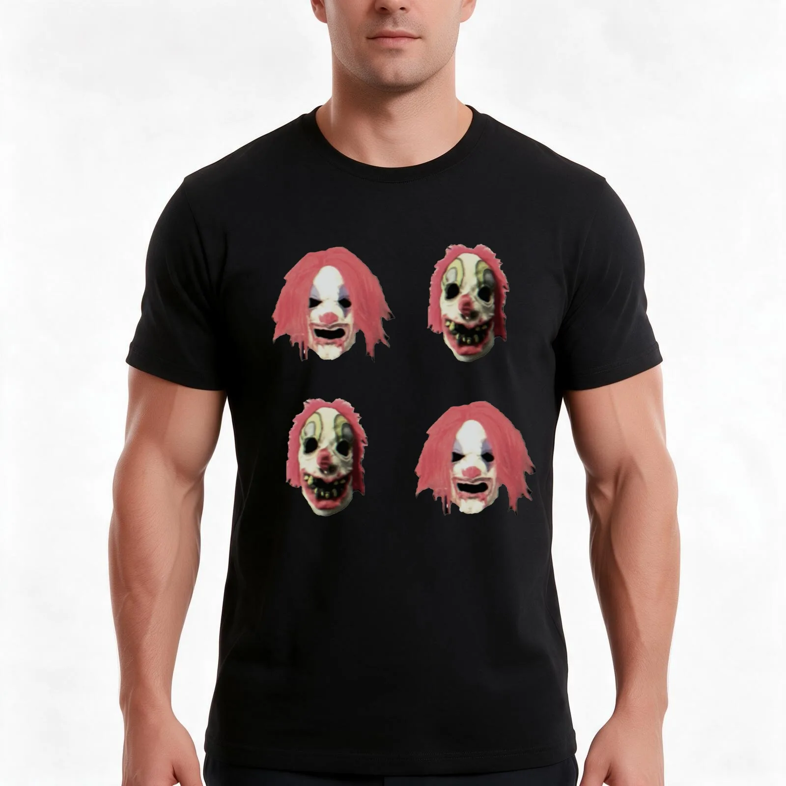 Clown Core Band T-Shirt, Summer Casual Cotton Tee, Oversized Streetwear Tops, Vintage Graphic Print, Loose Fit Short Sleeve