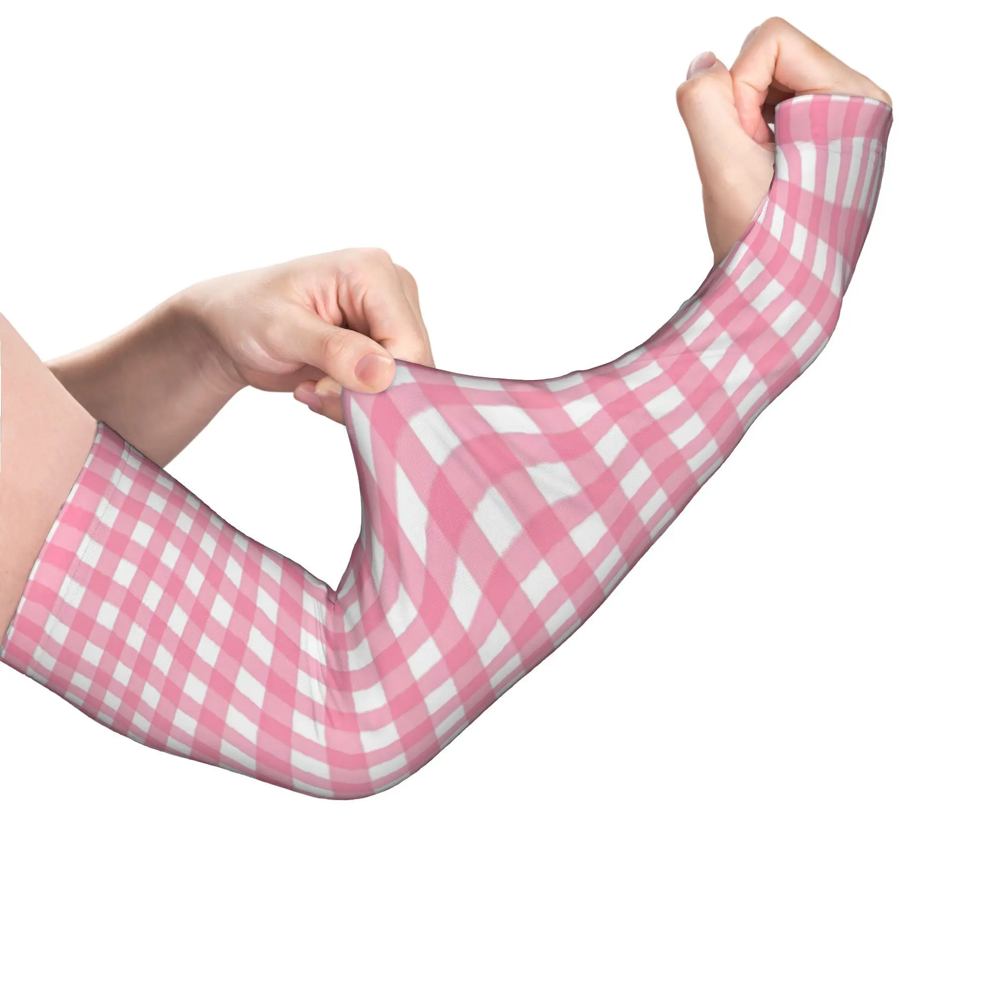 Printed Sleeve Watermelon Pink Gingham Summer Sleeve Covers Thin Long Sleeves Extended Arm Protectors