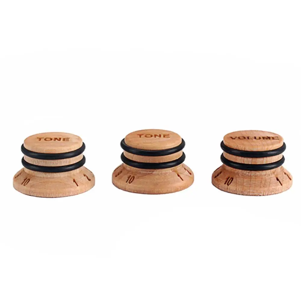 Control for Electric Guitar Volume Knob Vintage 3Pcs Wooden Tone Set Bass Parts