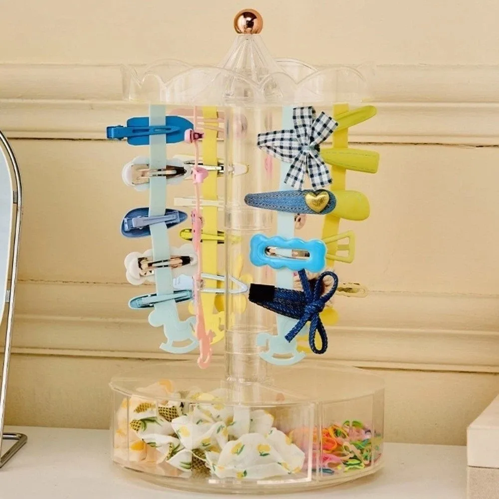 

360 Degree Rotating Earring Display Stand Transparent Plastic Plastic Silicone Hair Accessory Storage Box