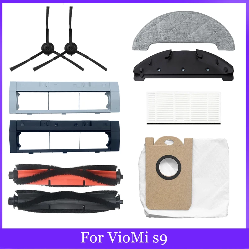 For VioMi s9 Robot Vacuum Cleaner Spare Parts Main Brush Side Brush Hepa Filter Dust Bag Mop Cloths Replacement Accessories