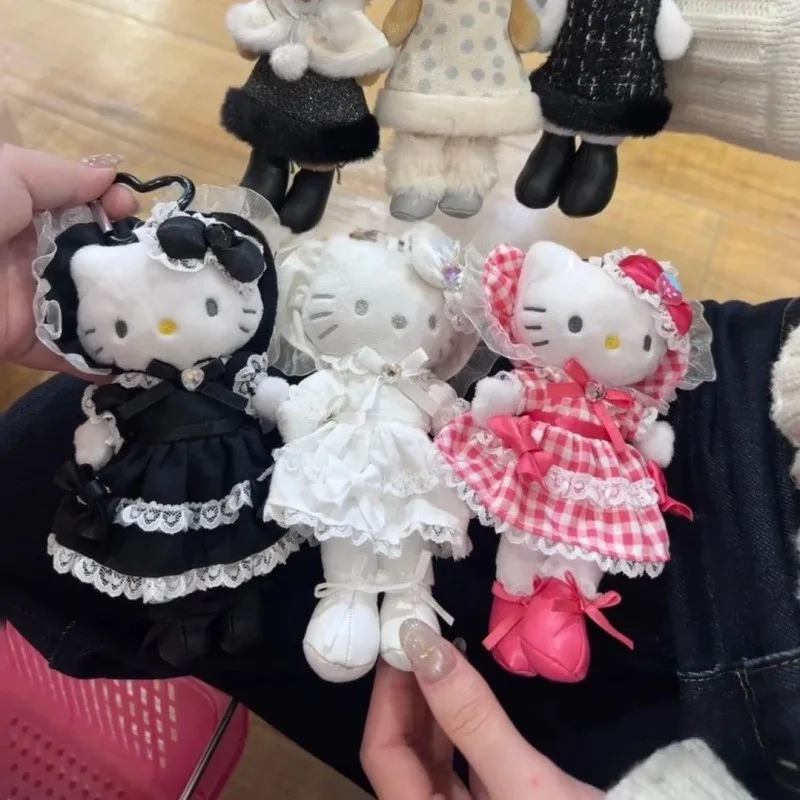 

НОВОЕ 15 см милое платье Лолиты Hello Kitty, плюшевая игрушка, брелок, чистое белое платье, подвеска, мультяшные длинные ножки, Kt Cat Kitty, мягкие игрушки