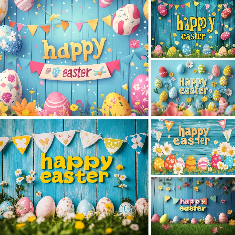 لوح عيد الفصح على شكل بيضة، خلفية زهرية، لافتة عيد الفصح السعيدة، لوازم الحفلات، دعائم التصوير الفوتوغرافي، زينة عيد الفصح، تجمع العائلة