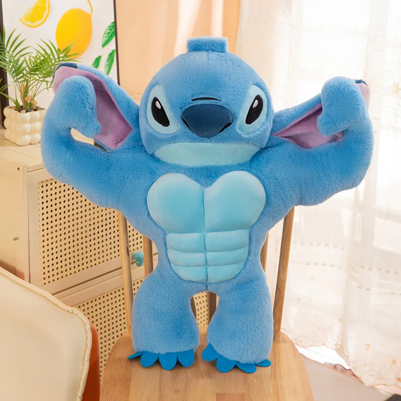 

About 40Cm Disney Lilo&stitch Stitch Blue Muscle Soft Plush Doll Nightstand Ornament Watch Video Hug Pillow Valentine's Day Gift