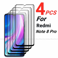 2/4PCS Tempered Glass For Xiaomi Redmi Note 8 Pro Screen Protector Xiaomi Redmi Note 8 Pro Full Glue Phone Film Redmi Note 8 Pro