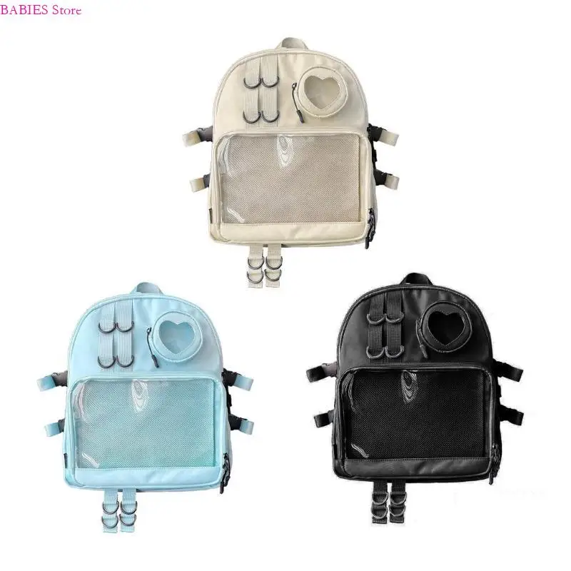 

C9GB All-matching Backpack for Women Students School Bookbag Transparent Back Pack