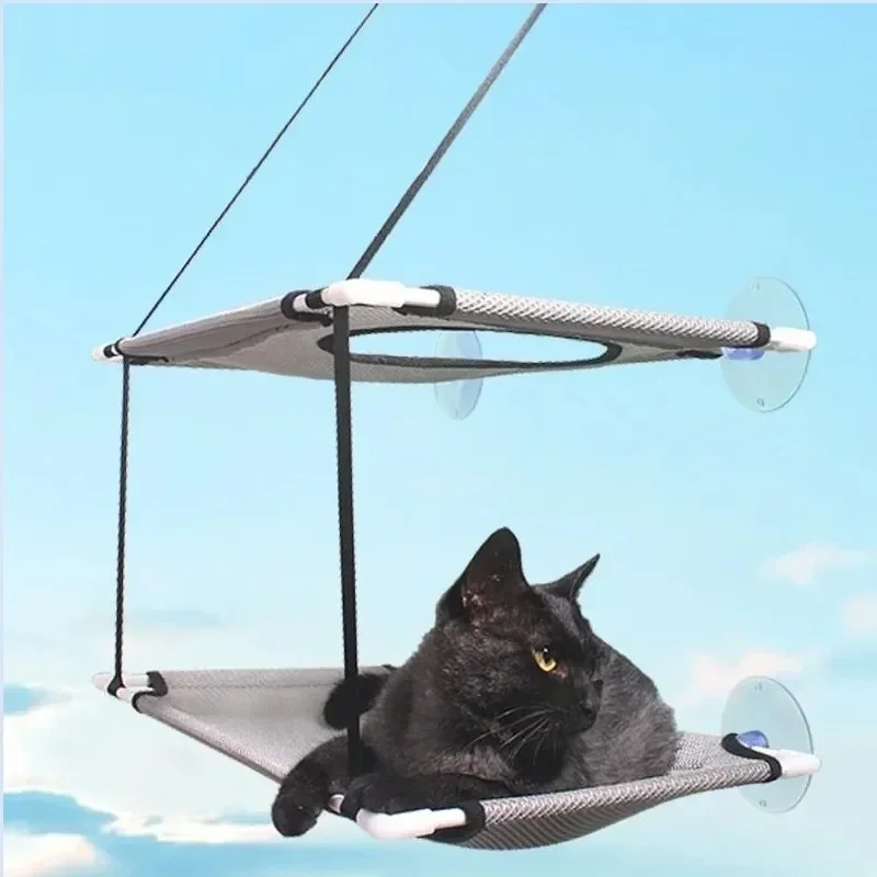 

Cat hammock window sill bed suction cup double cat hanging basket cat nest window balcony wall hanging pet bed