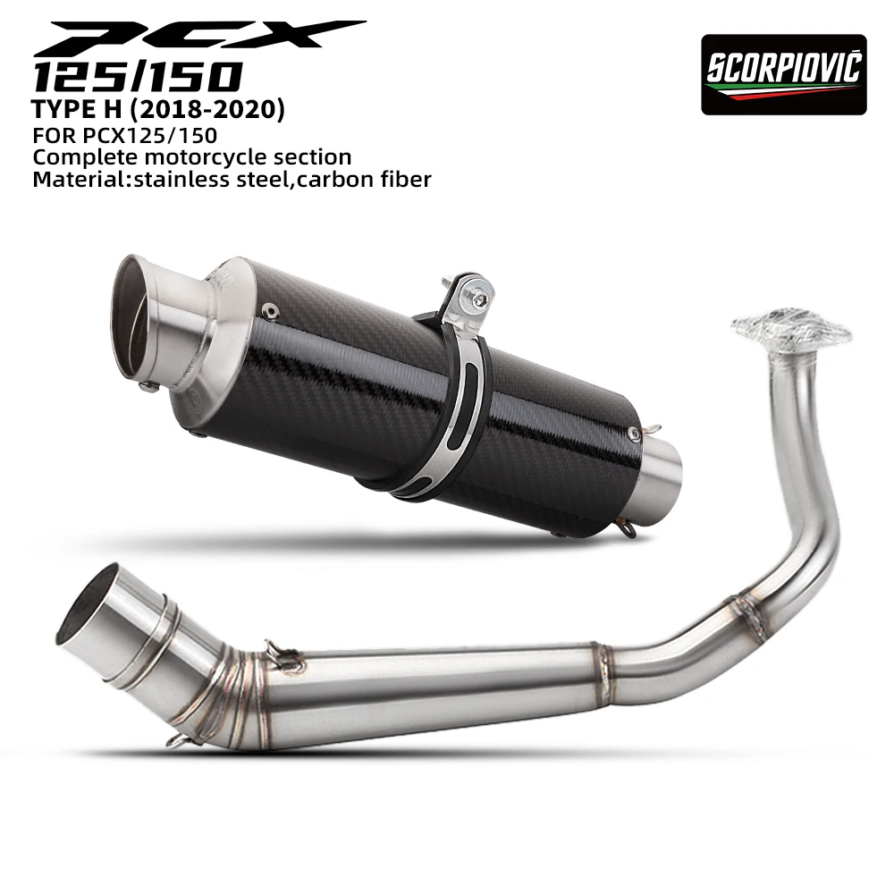 

Motorcycle Scooter Exhaust Muffler Full System Pipe Slip On Escape Moto Fit For PCX125 PCX150 2018 2019 2020 pcx