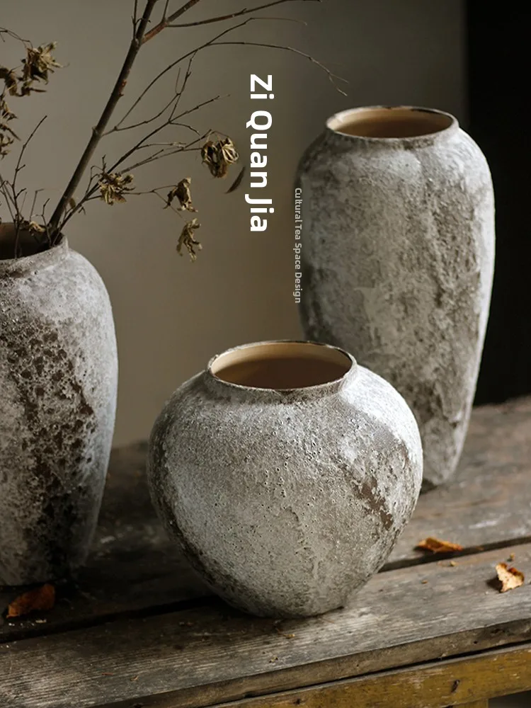 

JOJO'S L. PD. Small Cerc Flower Vase Rustic Vintage Sle Patchwork Coarse Glazed Flower Pot for Home Decor And Festive Ta...