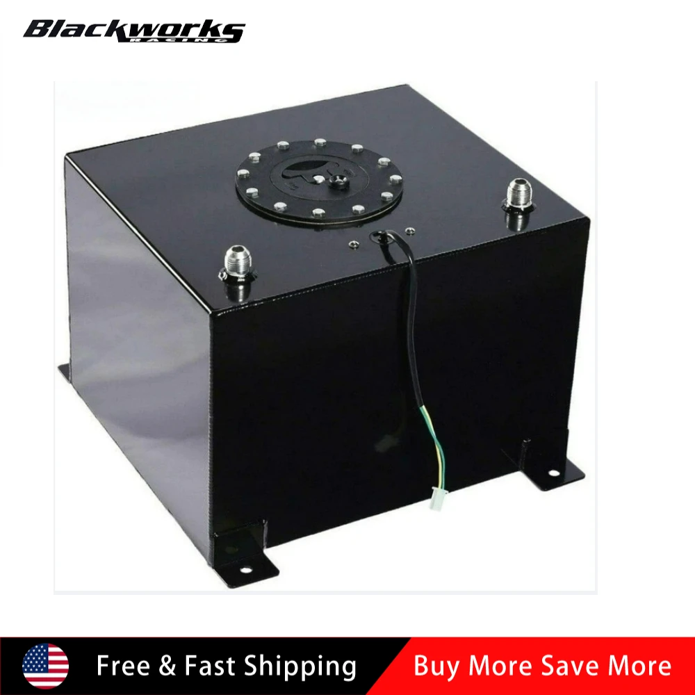 

8 GALLON 30L STREET DRIFT FUEL CELL GAS TANK with SENDER LEVEL BLACK ALUMINUM for Hot Rod for Street Racing for Track Cars