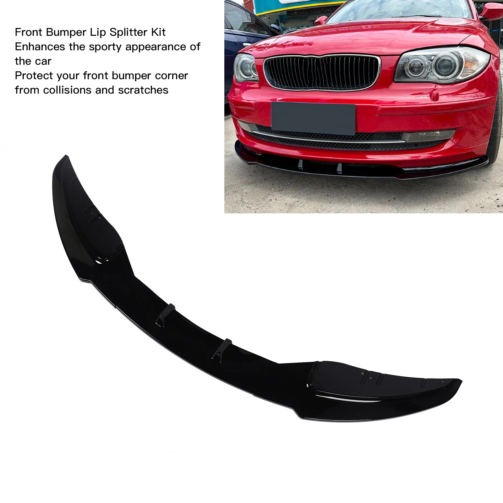 3 PCS/Set Car Front Bumper Lip Splitter Spoiler for BMW 1 Series E81 E82 E87 E88 LCI Standard Edition 2008 to 2011 view 4
