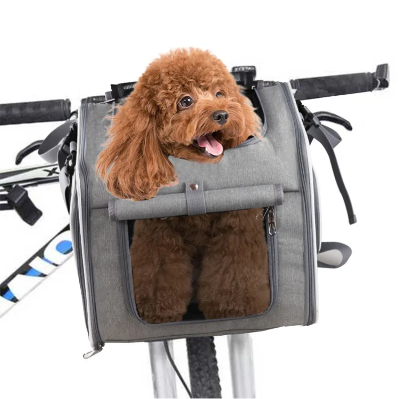 Bicycle Pet Carrier Breathable Mesh Bike Puppy Carrier Bag Portable Extensible Dog Cat Carriers Outdoor Travel Cycling Pets Bags - view 3