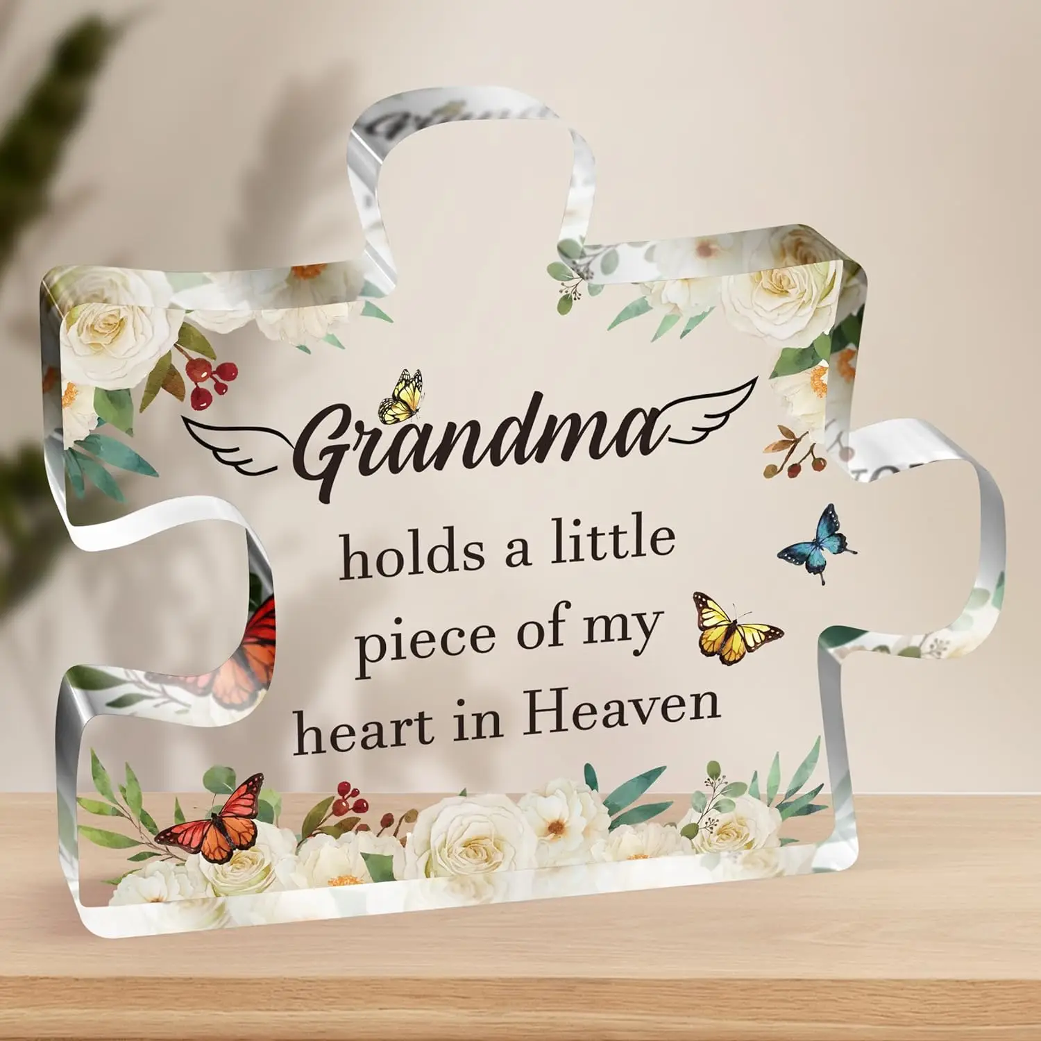 Sympathy Gifts for Loss of Grandmother, Grandma Memorial Gifts Acrylic Puzzle Plaque , Bereavement Gifts for Loss of Grandma