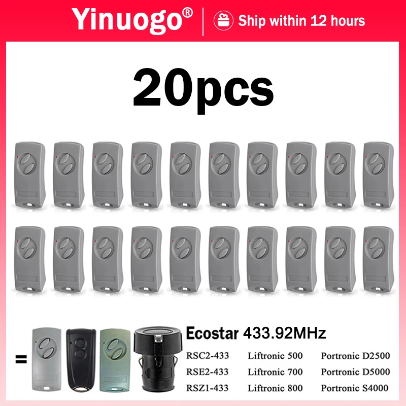 

20 шт. ECOSTAR RSC2 RSE2 REZ1 433 устройство открывания гаражных ворот/пульт дистанционного управления ECOSTAR RSE2-433 RSC2-433 433 МГц подвижный код
