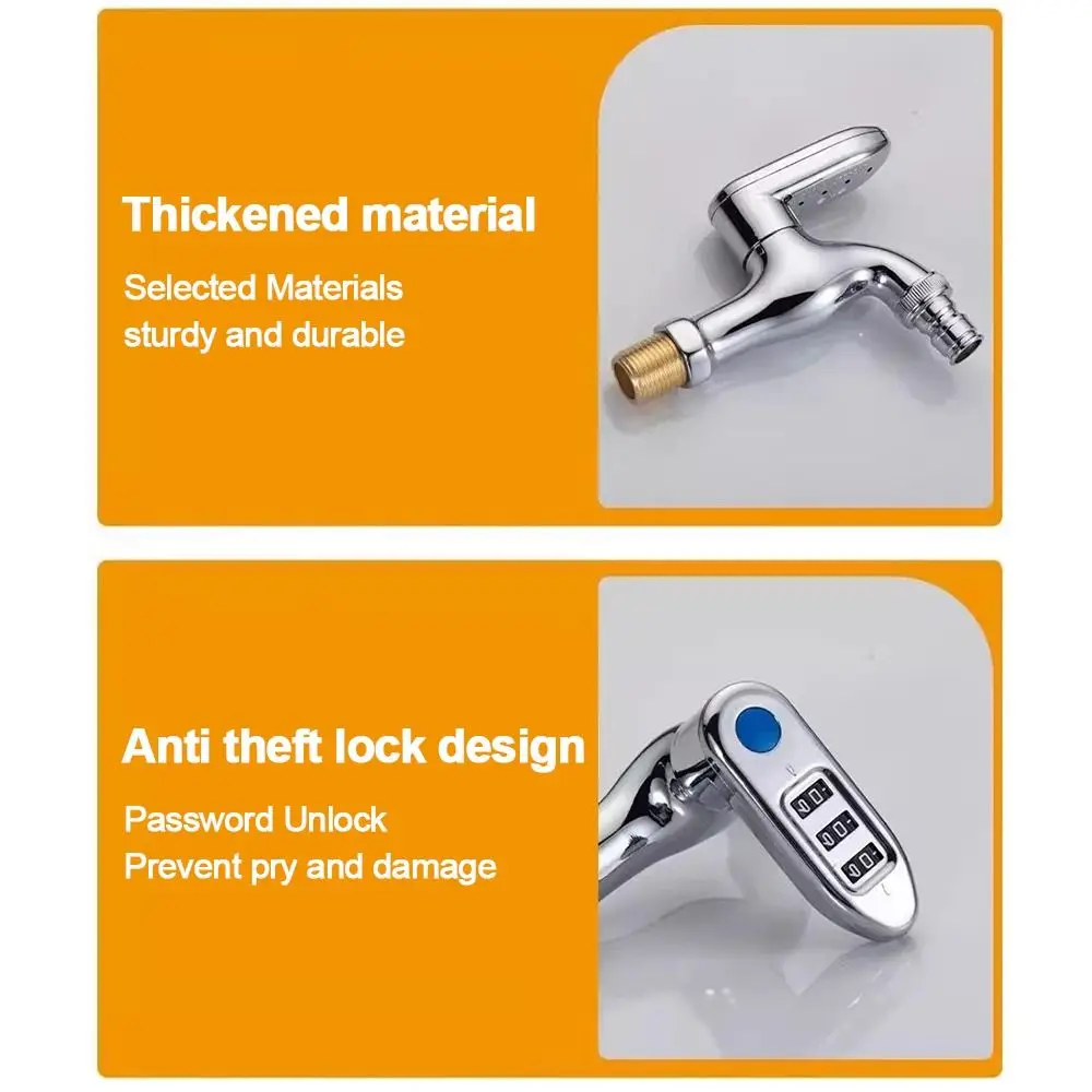 Portable Metal Combination Lock Faucet Anti-Theft 1/2 Inch Thread Garden Faucet Security Lock Water Valve Padlock Public Places