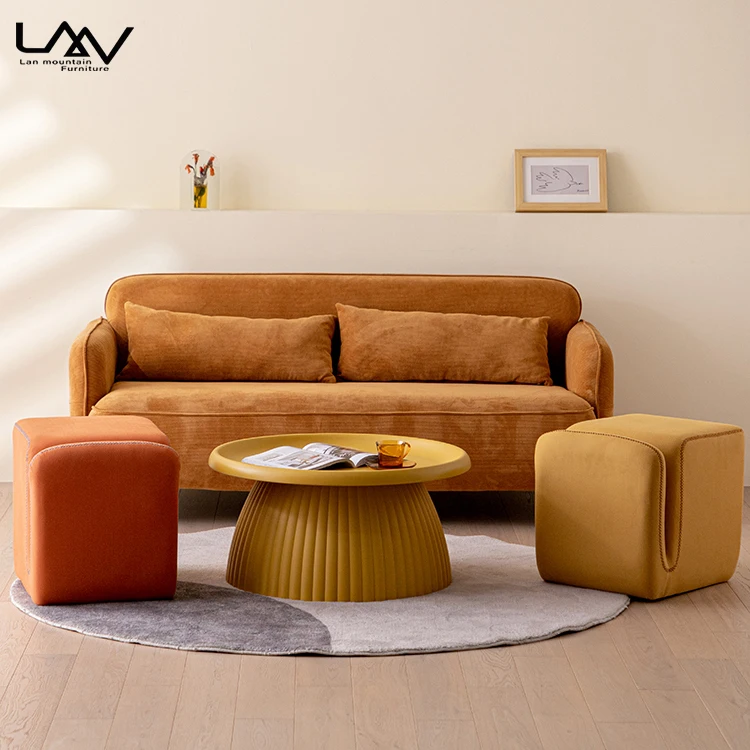 Bedroom Furniture Modern Design Creative Illegular Shape Foot Stool Living Room Hotel Cafe Wooden Frame Fabric Accent Ottoman