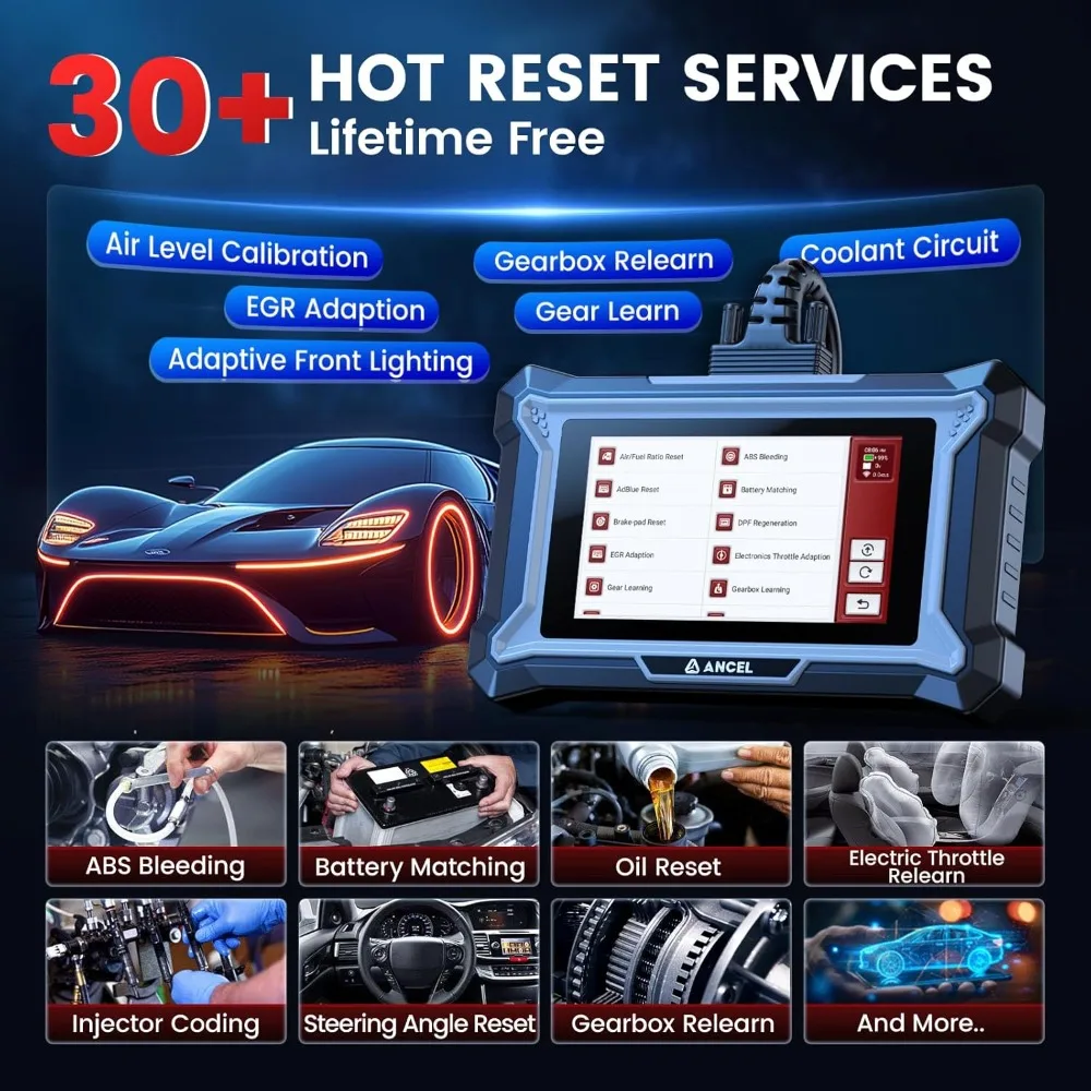 Full System Bidirectional Scanner 30+ Resets ABS Bleeding Gearbox Learn Battery Match SAS Oil Reset WiFi Updates