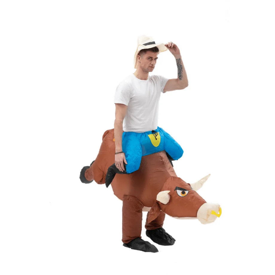 Disfraz Inflable de Toro para Montar, Disfraz de Cosplay de Jinete de Rodeo, Traje Inflable de Jinete de Toro, Talla Adulto