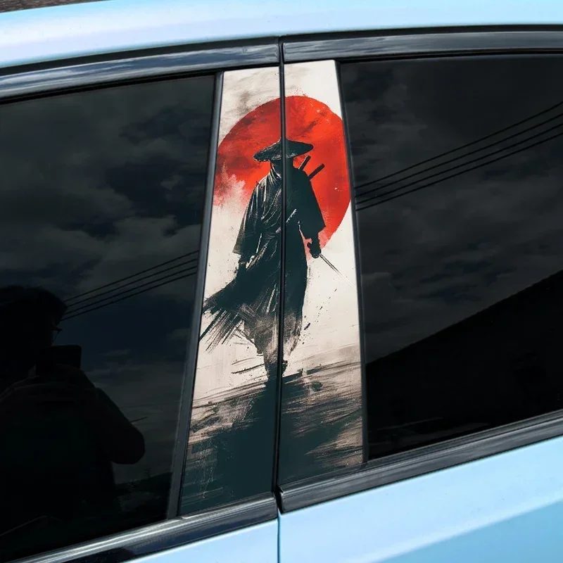 

2PC JDM Samurai PET Car Stickers Auto B Pillar Waterproof Center Column Decoration Cover Scratches DIY Car Doors Pillar Decals