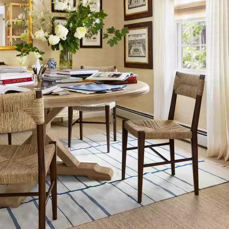 Medieval style solid wood dining chairs, home bar chairs, hotel B&B, bar chairs, integrated kitchen, leisure high stools