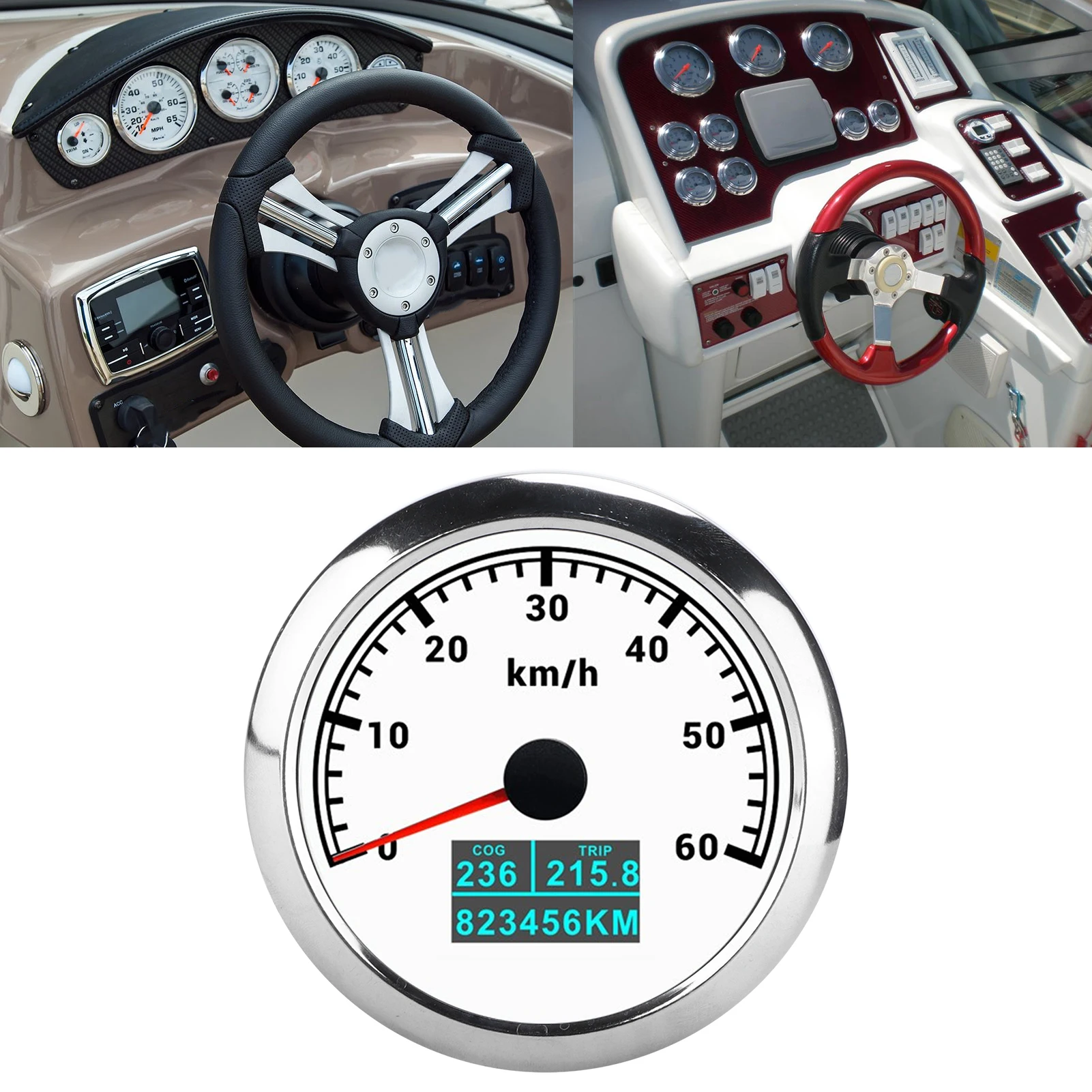 

3‑In‑1 GPS Speedometer 60km/h Speed Gauge COG Trip Total Mileage for Marine Boat Car Truck 60km/h Speedometer Boat Odometer