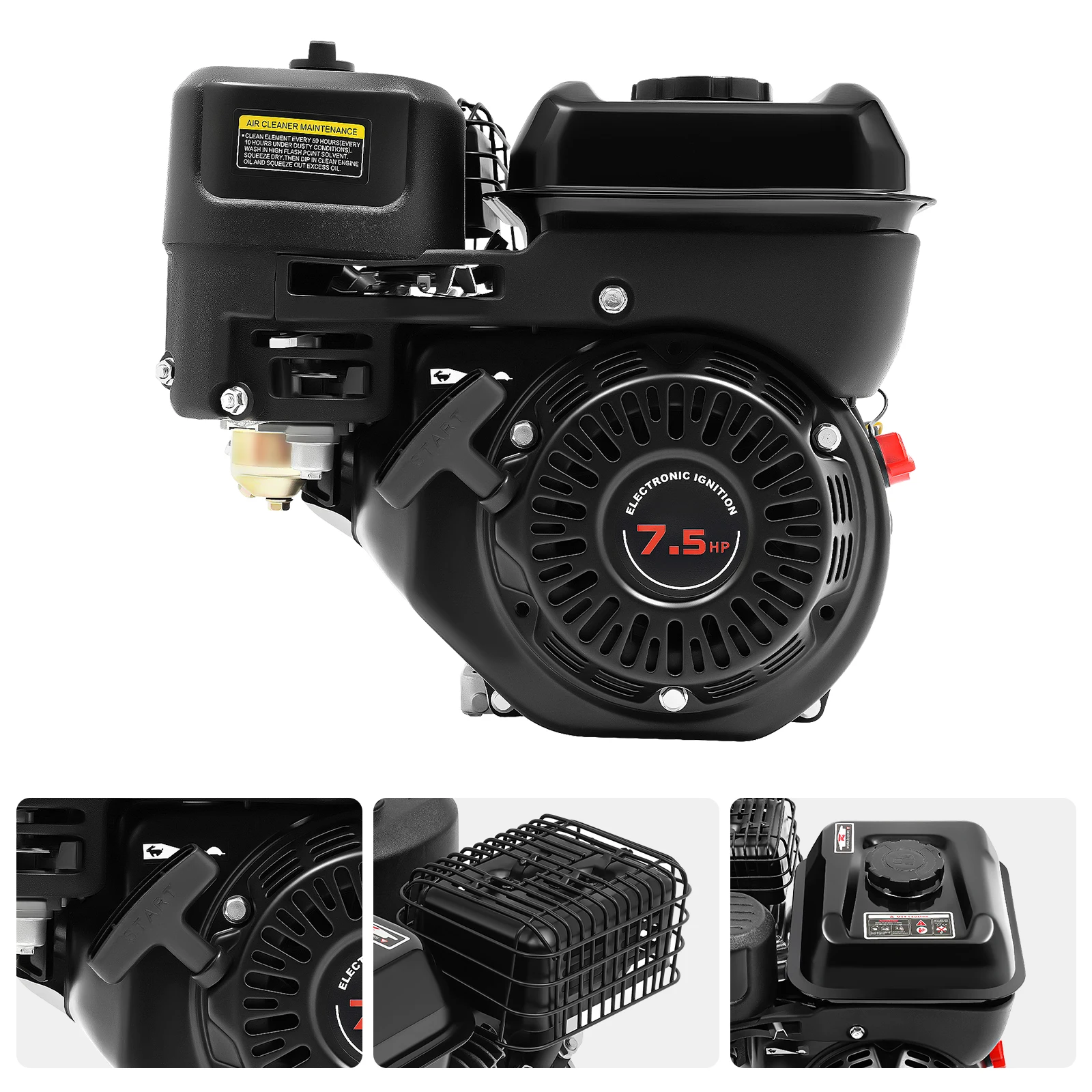 เครื่องยนต์ 4 จังหวะ 7.5HP 3600 รอบต่อนาที ถังน้ำมันเชื้อเพลิง 0.8 แกลลอนประหยัดพลังงานการออกแบบที่เงียบสงบการกระจายความร้อนที่ดีสำหรับเครื่องจักรและอุปกรณ์