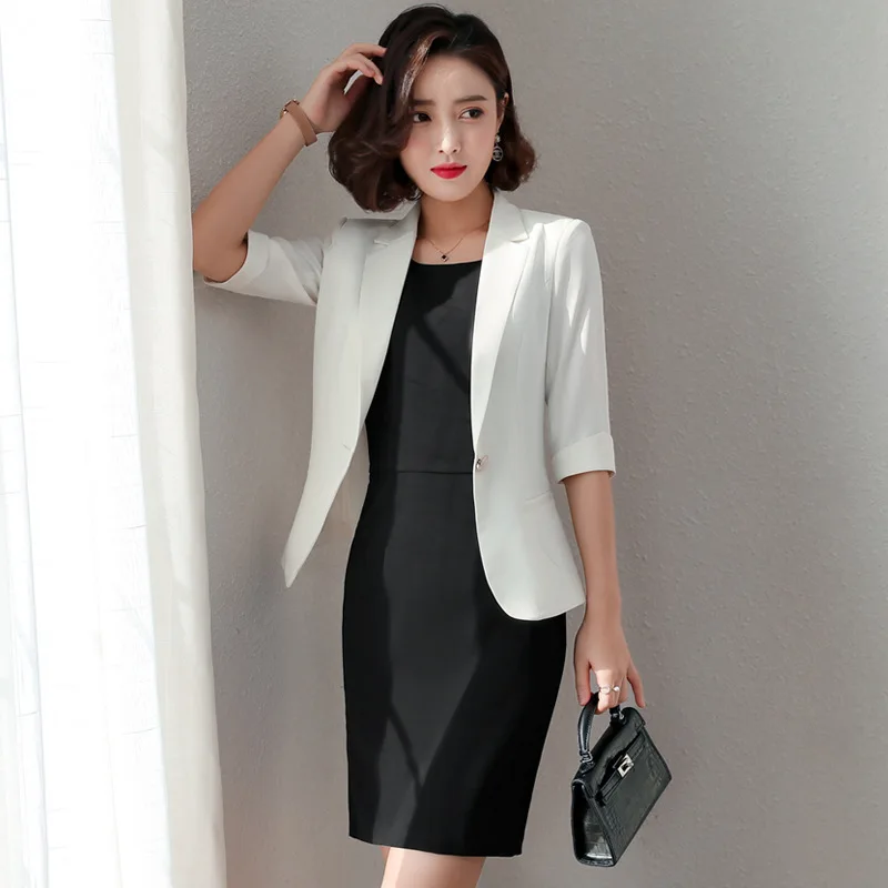 

Spring Summer Suit Mid-Sleeve Slim Green Purple Blazers Office Lady Fashion Work Casual Business Dress Suits Women Clothes