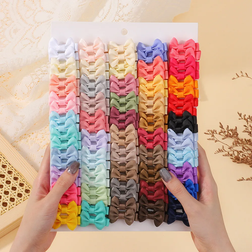 40/60 Stück Haarspangen mit Schleifenband, bunte dekorative Haarspangen für Kleinkinder, Mädchen, zufällige Farbe – Detail 3