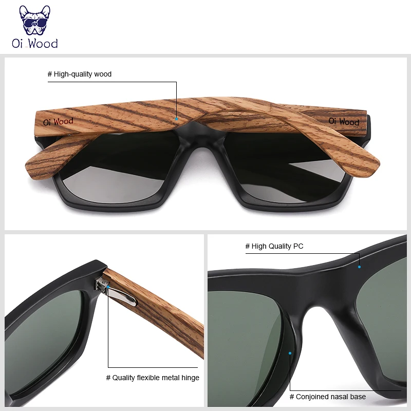 Oi Wood New Zebra Wooden Leg Polarized Sunglasses Driving Sun glasses  For Men Women