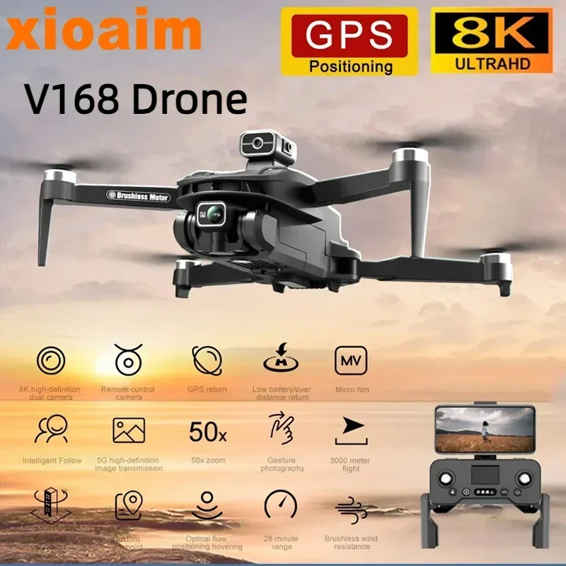 

For Xiaomi V168 MAX PRO Drone GPS 8K HD Camera 5G WIFI FPV Brushless RC Quadcopter Obstacle Avoidance Automatic Return