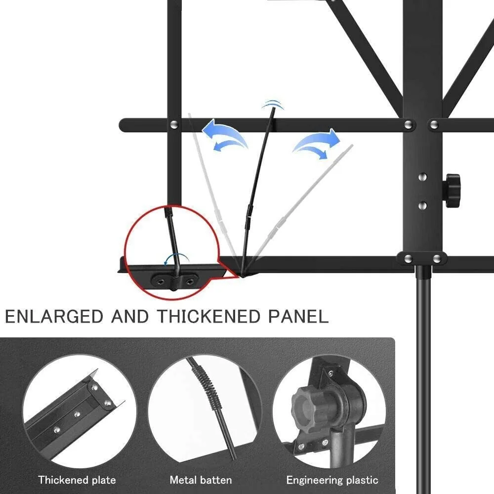 حامل موسيقى قابل للطي مع حقيبة حمل، ارتفاع قابل للتعديل، حامل ورق الموسيقى، حامل كتب الموسيقى القوي المحمول، ممارسة الموسيقى #2
