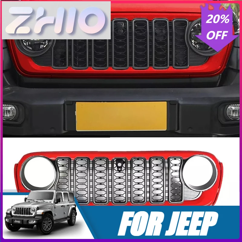 Grille de pare-chocs avant en plastique ABS pour Jeep Wrangler JL JT 2018-2024, disponible en plusieurs couleurs, accessoires de remplacement