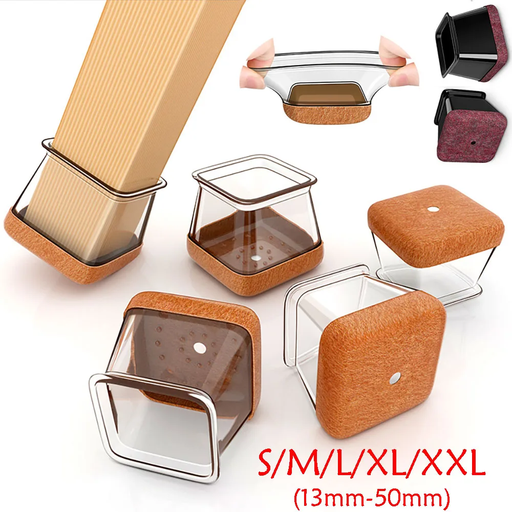 

2-100Pcs Chair Leg Floor Protectors For Hardwood Floors Silicone Covers With Felt Bottom Scratch-Resistant & Noise Reducin