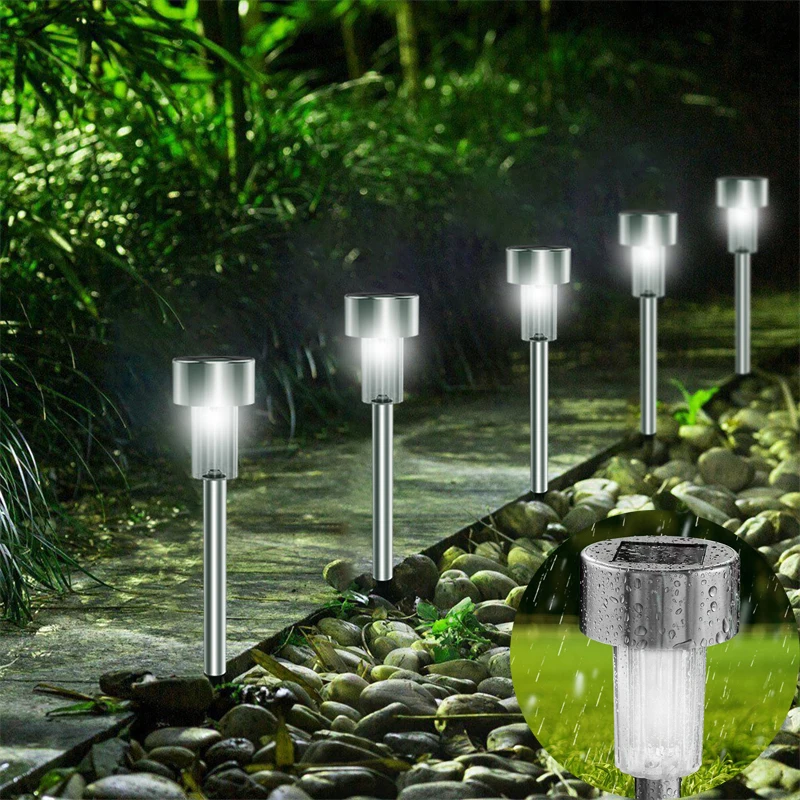 

10 Pack Solar Outdoor Landscape Garden Light LED Lighting Camping Walkway Lawn Patio Yard Stainless Steel Light Decorative Lamp
