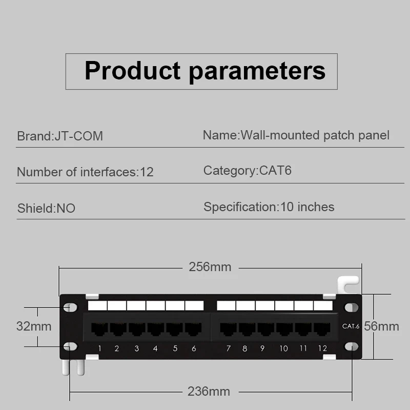 Imagem -03 - Painel de Remendo de Superfície da Montagem da Parede da Rede Unshielded do Painel de Remendo do Porto Utp 10 Inch Cat6 para a Montagem da Parede Cat6 12