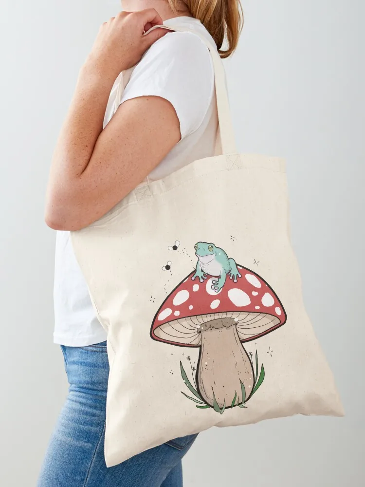 

Mushroom Frog Tote Bag sacs de shopping Large bags for women the tote bag shopper bag women canvas