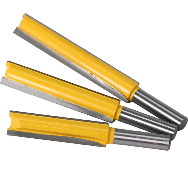 Integral tungsten steel 8mm shank diameter, double-edged extended edge trimming and slotting cutter, woodworking milling cutter