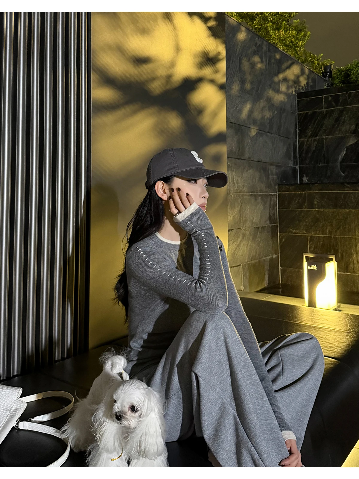 

PAPERLLL Casual Sle Color Blo Knitted Wool Slim Fit round Ne Top Fake Two-Piece Ladies T-irt Long Sve Basic ...