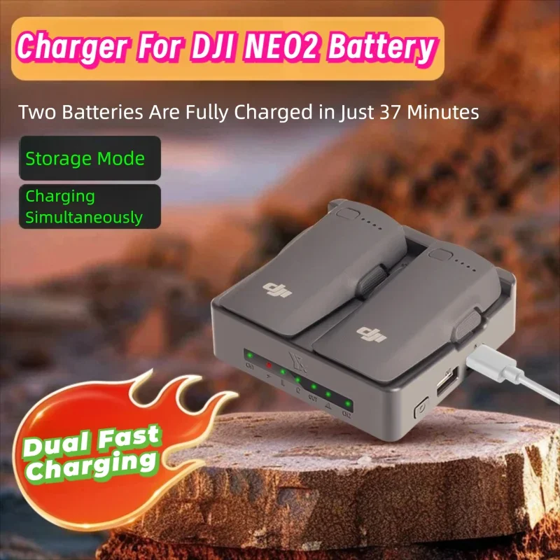 For DJI NEO 2 Drone Dual Battery Charger Two-way Smart Charger Case Fast Charging Hub Butler Manager Neo2 Power Bank Accessories