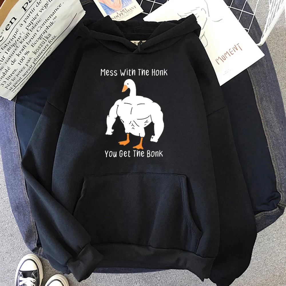 You Get The Bonk Humor Hoodies Graphic Sweatshirts Male Hoodie Cartoon Murder Goose Kawaii Harajuku Oversized Men Aesthetic Tops